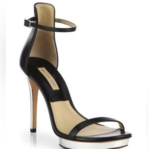 Michael Kors Collection Women's Doris Leather Ankle Strap Platform Heels sz 38